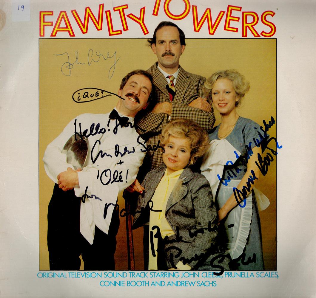 Fawlty Towers, an LP album cover signed by the four stars, John Cleese, Prunella Scales, Connie (1 of 1)