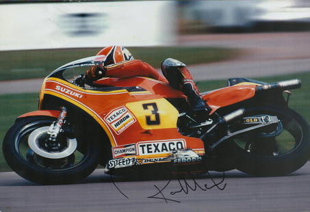 Moto GP Randy Mamola signed 12x8 colour photo slight crease at top signature not affected. Good: Moto GP Randy Mamola signed 12x8 colour photo slight crease at top signature not affected. Good condition. All autographs come with a Certificate of Authenticity. We combine postage on multiple winnin