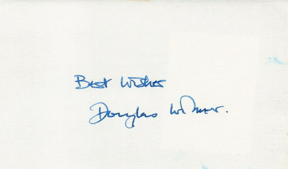Actor, Douglas Wilmer signed 3x5 white card. Jim Fanning is a fictional British art expert: Actor, Douglas Wilmer signed 3x5 white card. Jim Fanning is a fictional British art expert employed by the British Secret Service. The character appears in EON Productions' 1983 James Bond film Octopu
