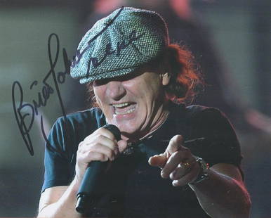 Signed Brian Johnson Acdc Photo