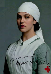 Jessica Brown Findlay signed 10x8 colour photo. English actress. She played Lady Sybil Crawley in: Jessica Brown Findlay signed 10x8 colour photo. English actress. She played Lady Sybil Crawley in the ITV television period drama series Downton Abbey and Emelia Conan Doyle in the 2011 British comedy