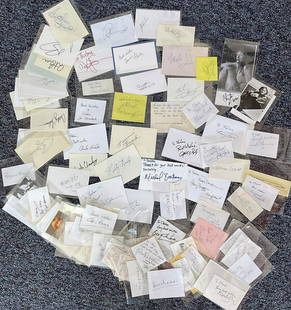 Fantastic Entertainment Collection of approx 80 Signatures on Signature Pieces includes Nigel: Fantastic Entertainment Collection of approx 80 Signatures on Signature Pieces includes Nigel Havers, Scott Wilson, Florence Stanley, Alison Steadman, Helen Ryan, Cliff Morgan, Oliver Ford Davies, Les