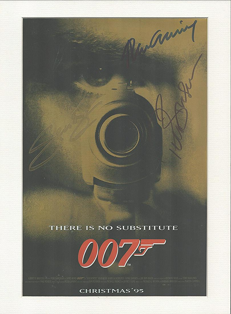 Sean Bean, Alan Cumming and one other signed 007 mounted colour promo photograph. Overall size (1 of 1)