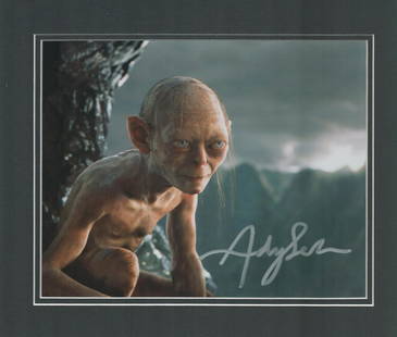 Lord Of The Rings, Andy Serkis signed colour photograph mounted in a frame, overall size 12x10 and: Lord Of The Rings, Andy Serkis signed colour photograph mounted in a frame, overall size 12x10 and in perfect condition. Signed in silver coloured marker pen. This lovely photo pictures Serkis as he