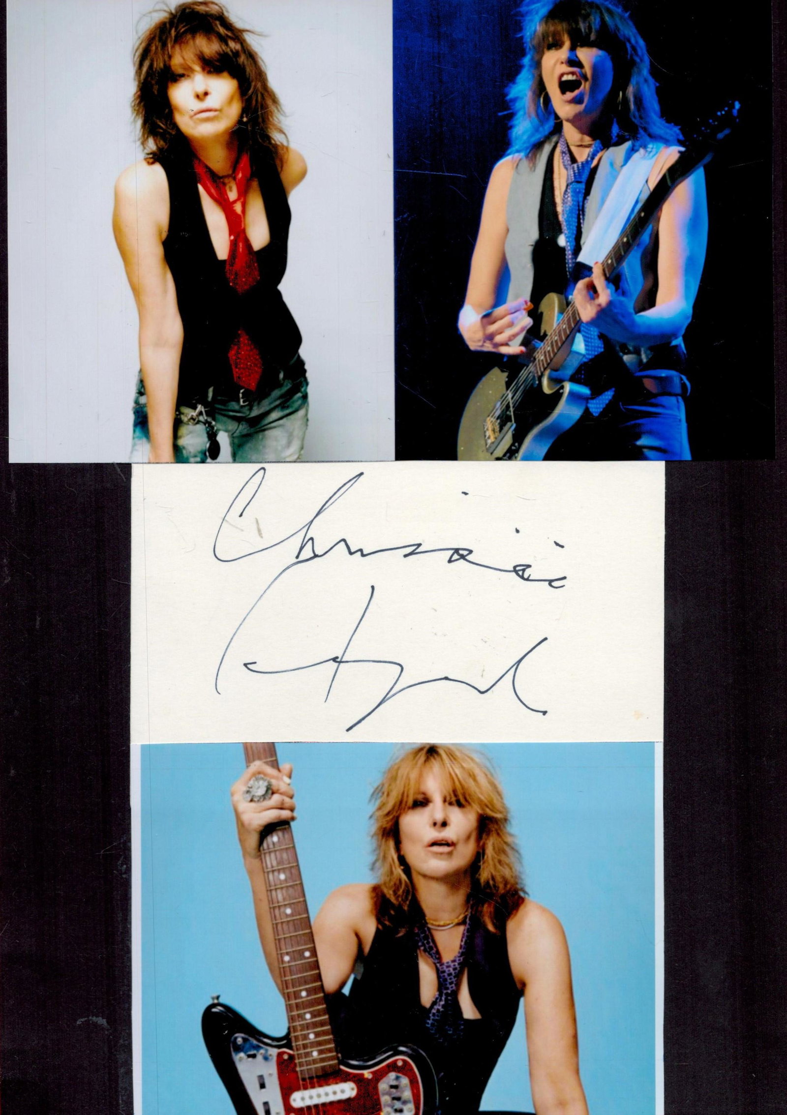 American Musician Chrissie Hynde (The Pretenders) Signed Signature Piece, with 3 Colour photos All (1 of 1)