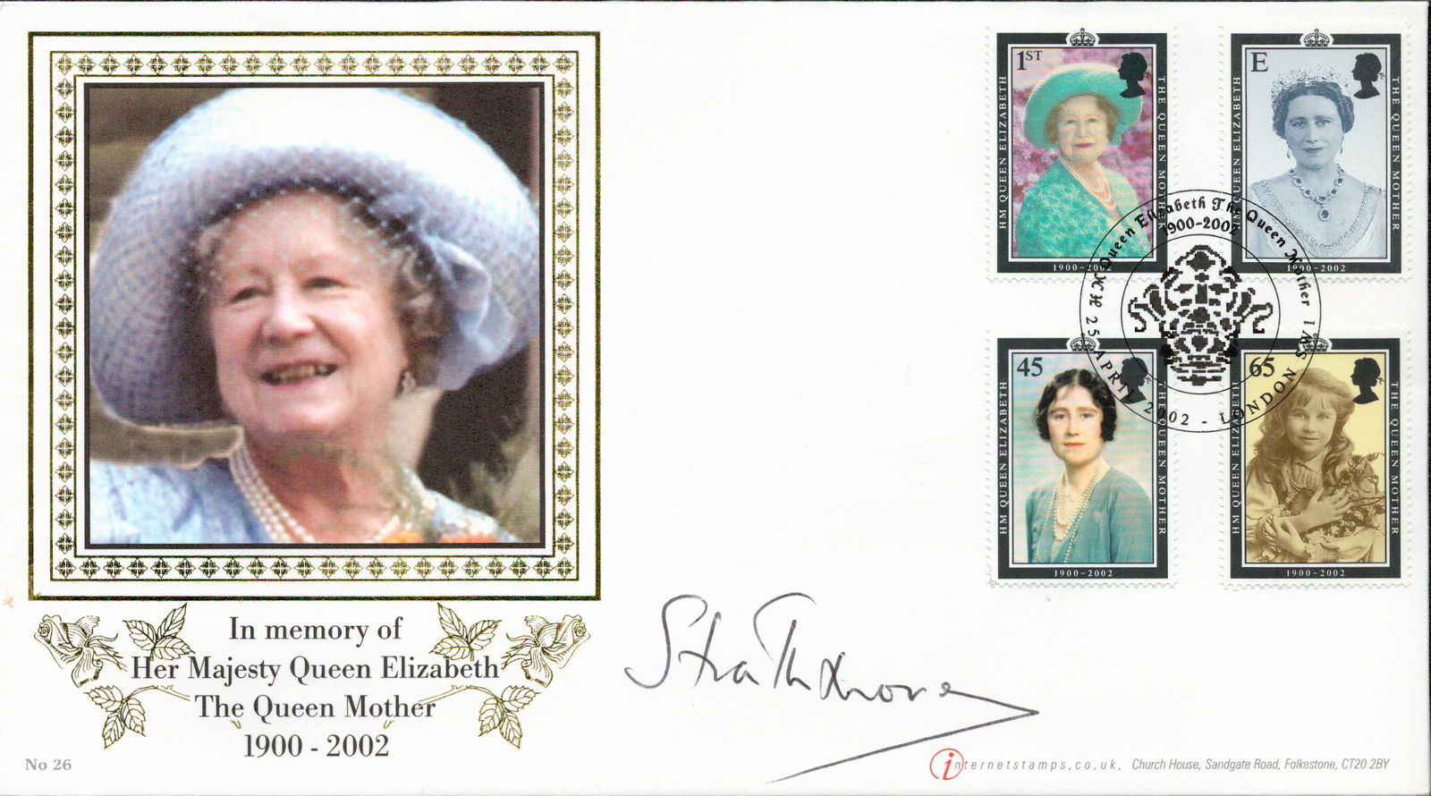 Strathmore signed Queen mother FDC. 25/4/2002 London SW1 postmark. Good condition. All autographs (1 of 1)