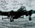 19 WW2 bomber command veterans signed 10x 8 inch b/w Lancaster photo. Signed by W/O Dennis Baker