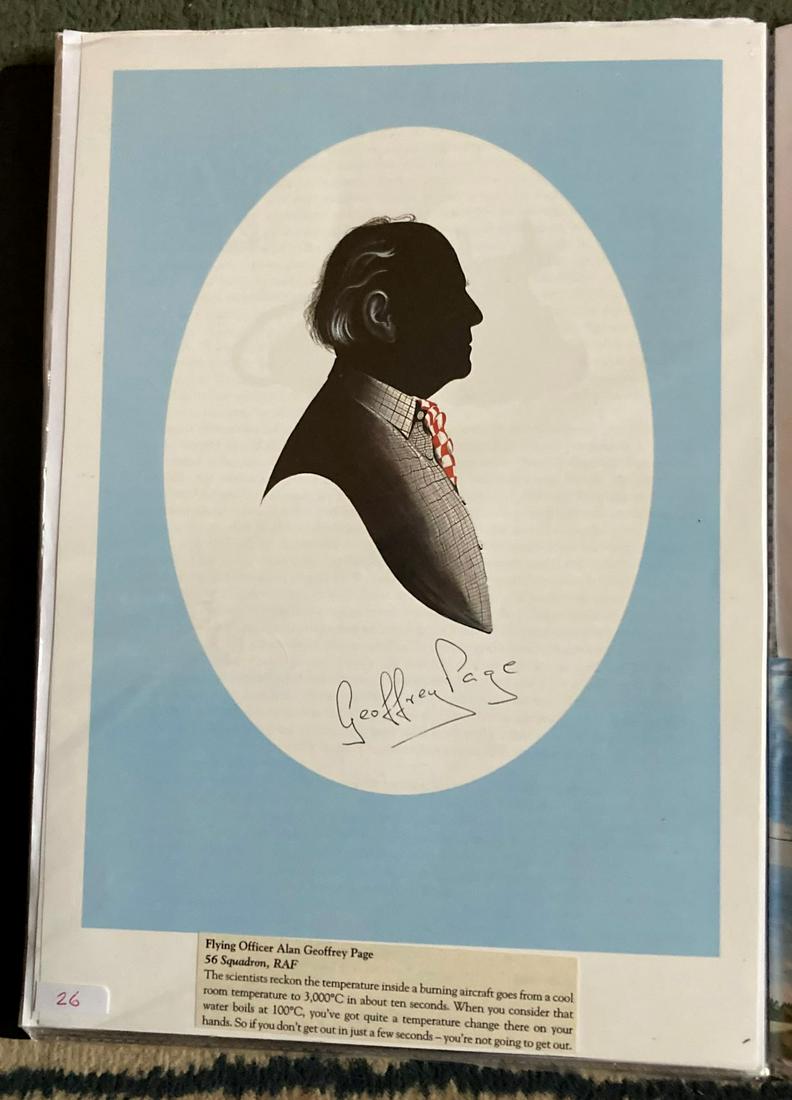 WW2 BOB fighter pilot Geoffrey Page 56 Sqn signed Biggin Hill BOB open day cover plus profile: WW2 BOB fighter pilot Geoffrey Page 56 Sqn signed Biggin Hill BOB open day cover plus profile print fixed with biography to two A4 pages. WW2 RAF Battle of Britain pilot. All autographs come with a Ce