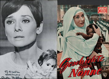 Audrey Hepburn signed 12x8 black and white magazine photo dedicated and vintage unsigned magazine