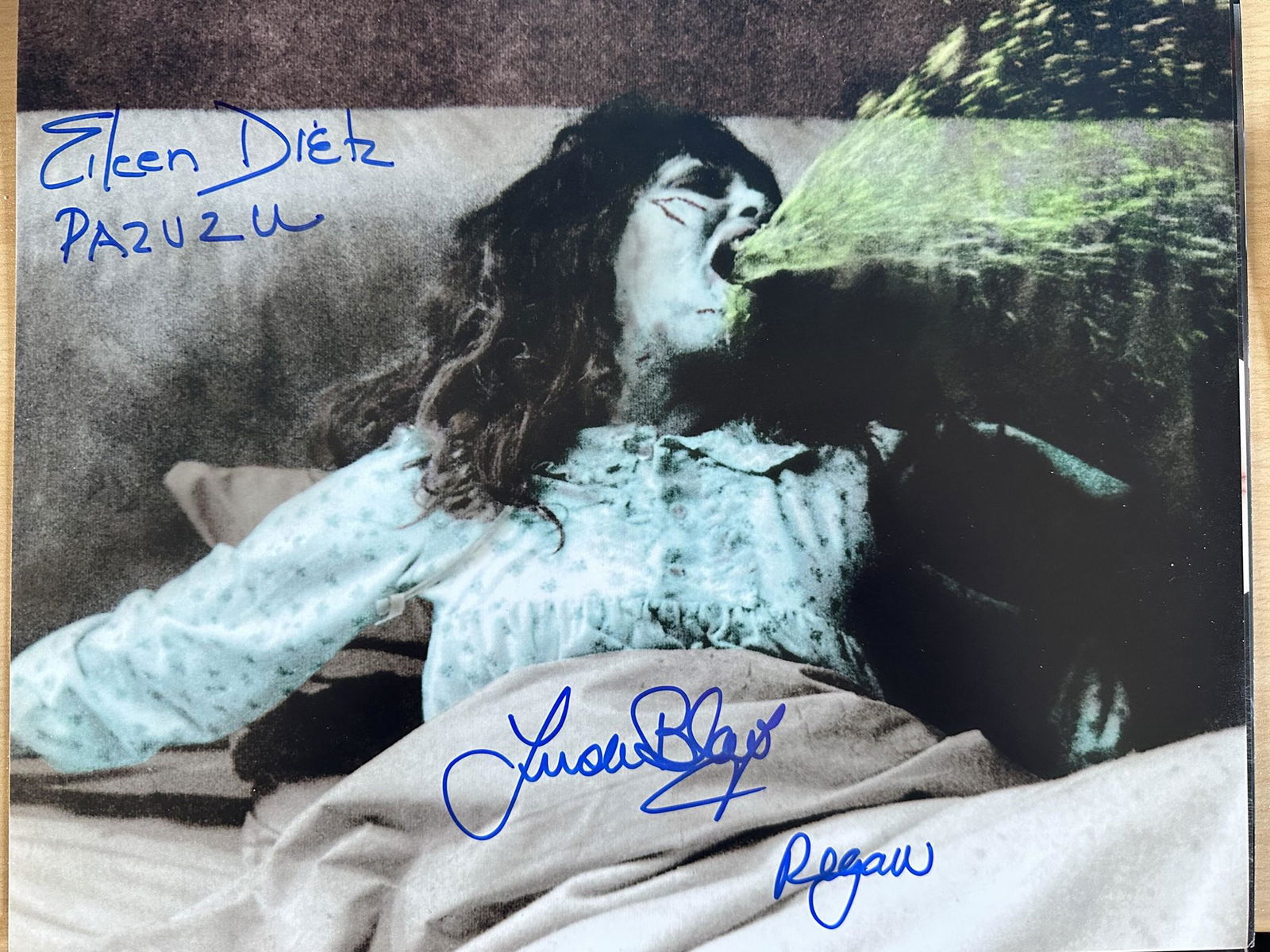 The Exorcist 14x11 inch horror movie scene photo signed by Linda Blair (Regan) and Eileen Dietz ( (1 of 1)