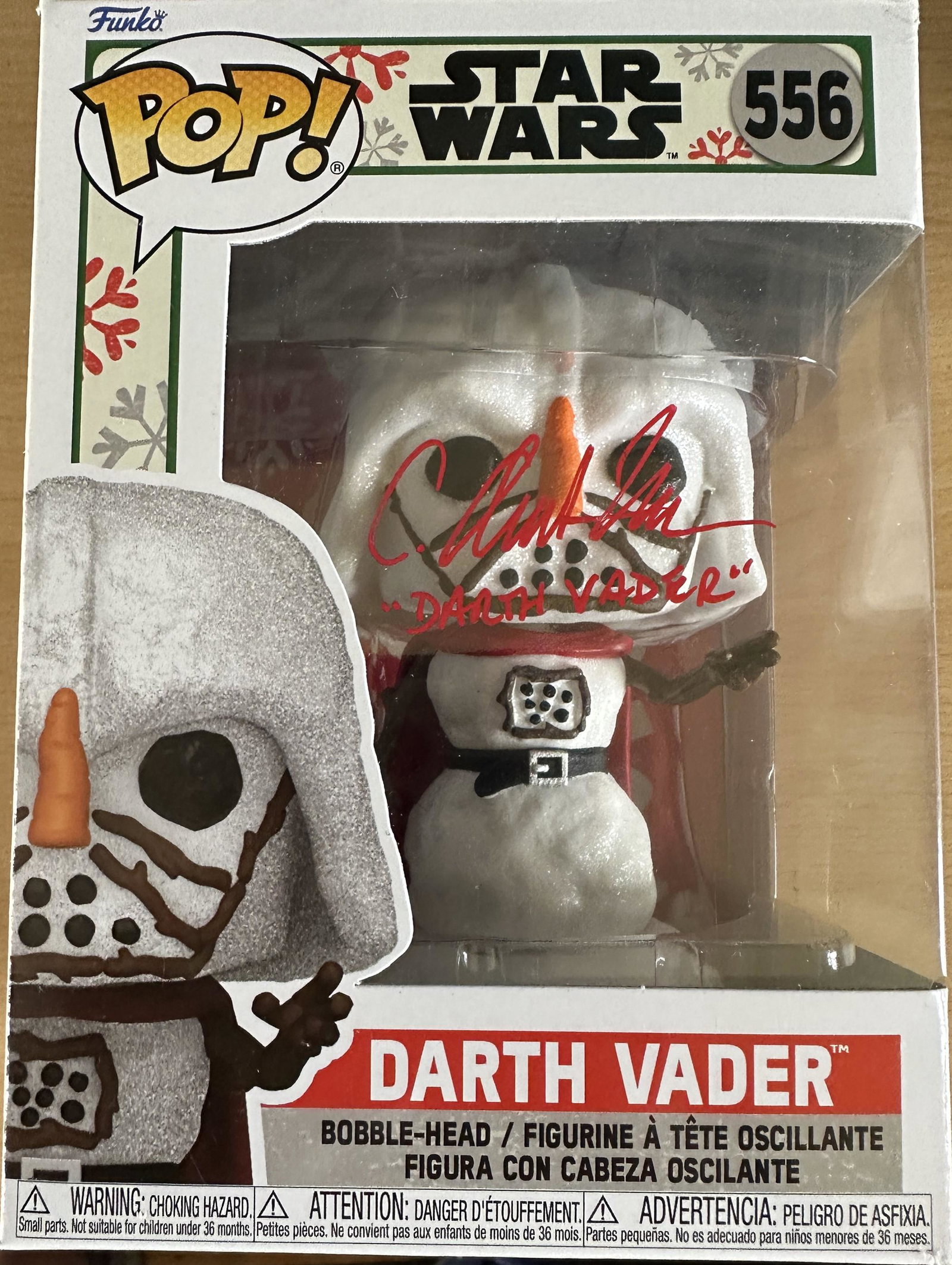 Star Wars Funko Pop bobble head figure of Darth Vader, brand new in box and signed to front by actor (1 of 1)