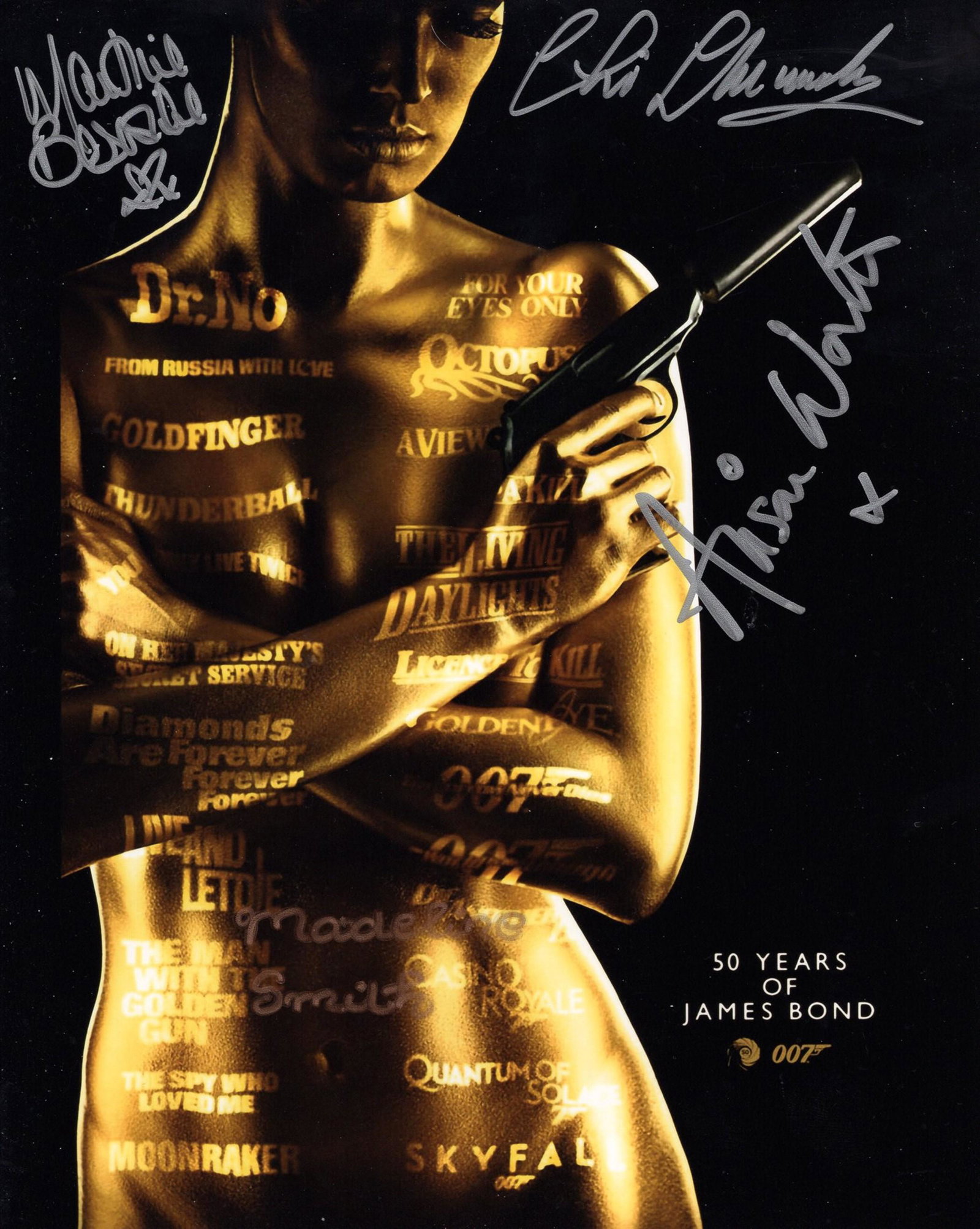 007 James Bond multi signed 8x10 photo signed by FOUR actors who starred in a Bond movie in Madeline (1 of 1)