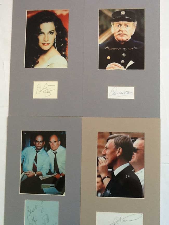 TV Mounted photo collection 12 x 8 mounts with colour: TV Mounted photo collection 12 x 8 mounts with colour photo and signature piece matted below, Eric Richards, Bob Cryer The Bill, Ed Asner, NYPD Blue, Elisabeth Shue, Cocktail, Back to the Future, Fran