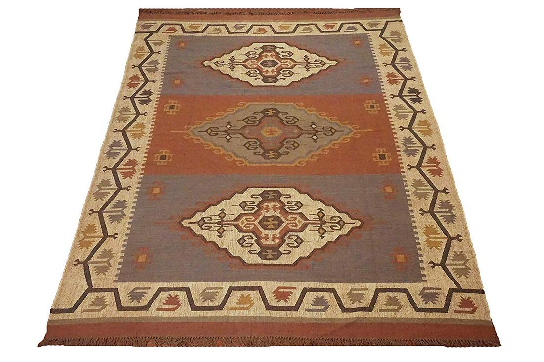 9X12 Kilim Area Rug Hand-Woven & Veg' Dyed Jute Carpet (1 of 6)