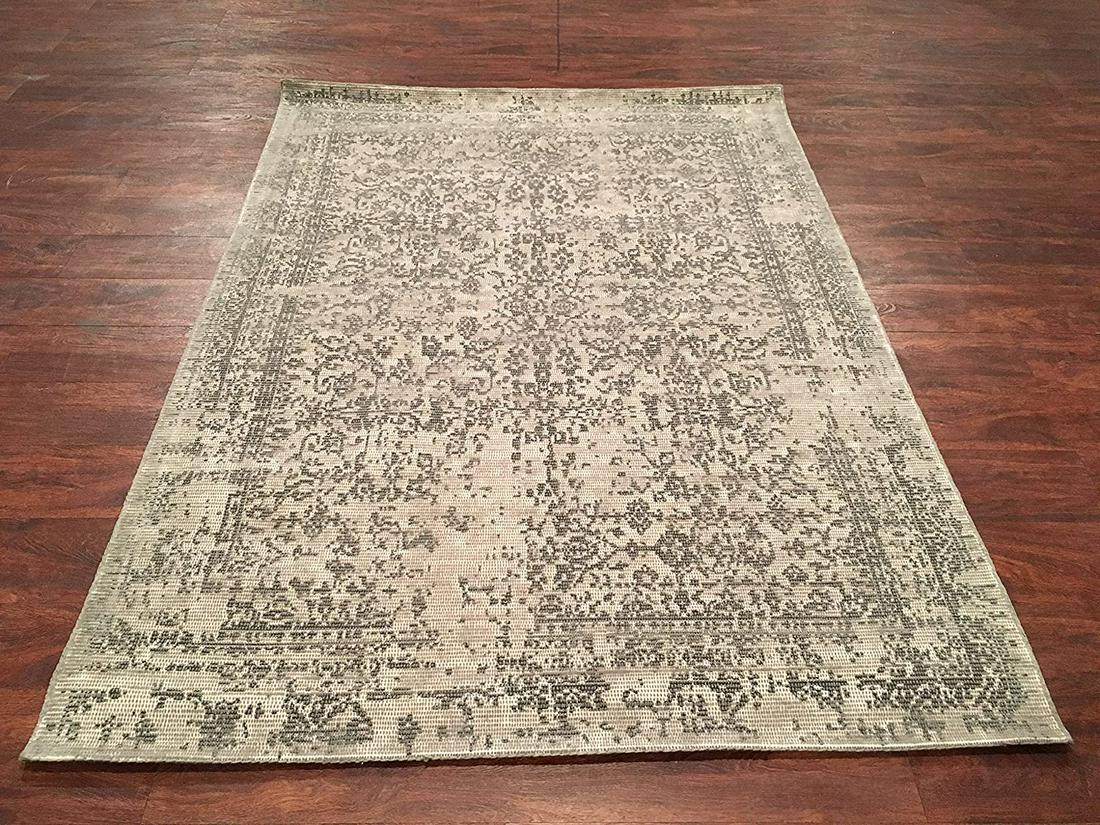6X9 Handmade Zero Pile Wool Area Rug Modern Distressed (1 of 6)