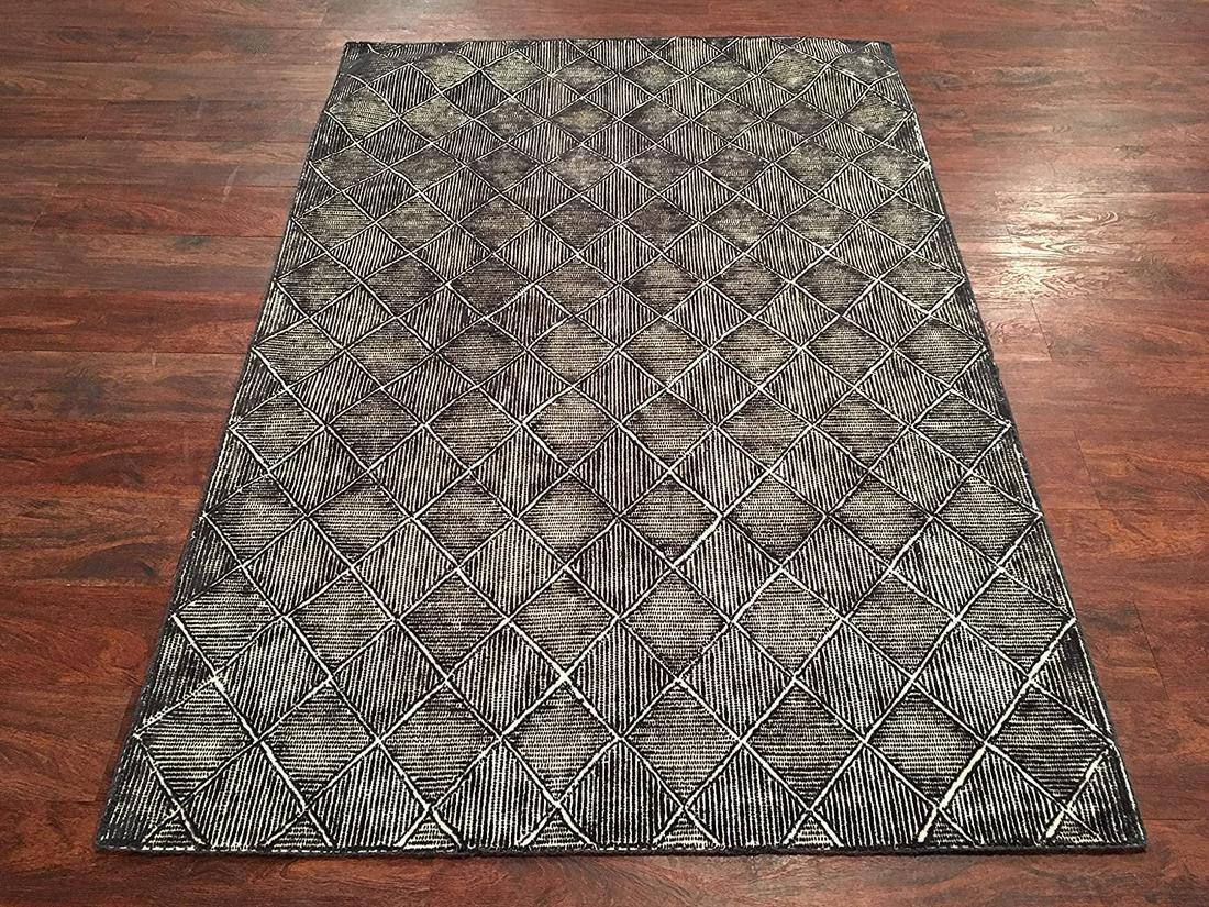 5X8 Handmade Zero Pile Wool Area Rug Distressed Modern (1 of 6)