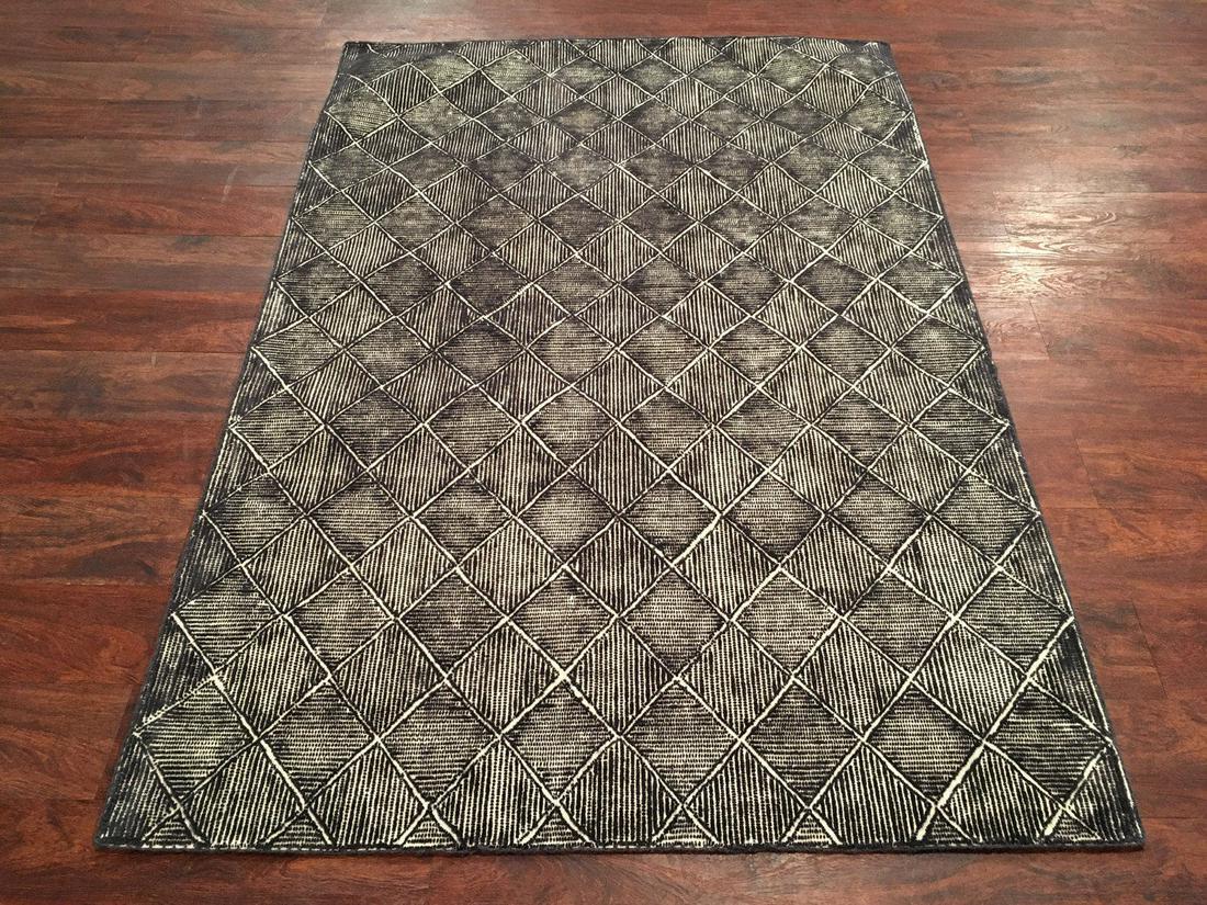 5X8 Handmade Zero Pile Wool Rug Modern Diamond Design Aug 02, 2020