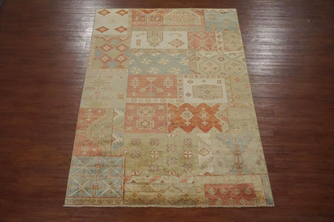 6X9 Patchwork Oushak Veg' Dye Hand-Knotted Rug (1 of 6)