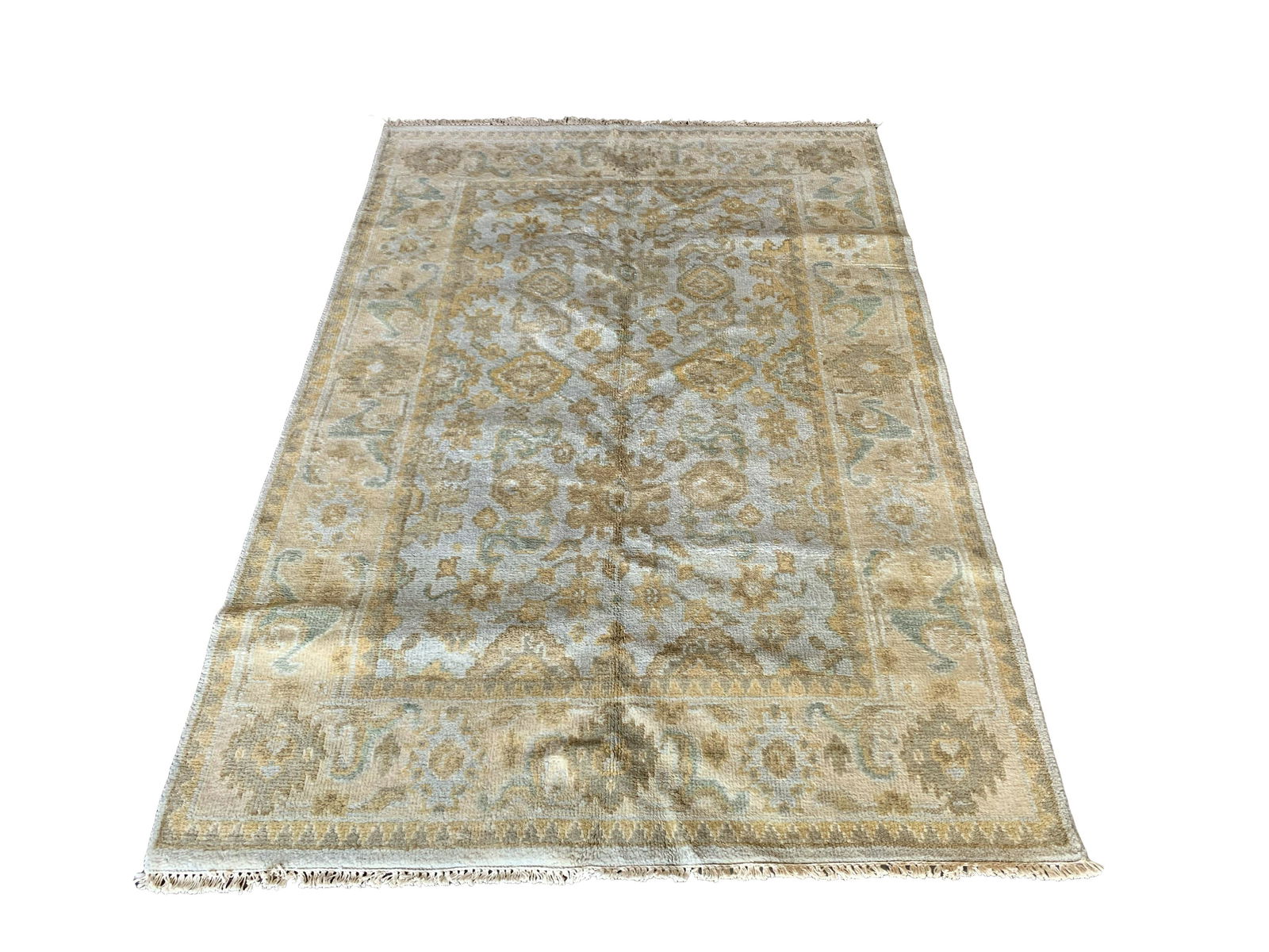 4X6 Light-Blue Oushak Hand-Knotted Area Rug (1 of 7)