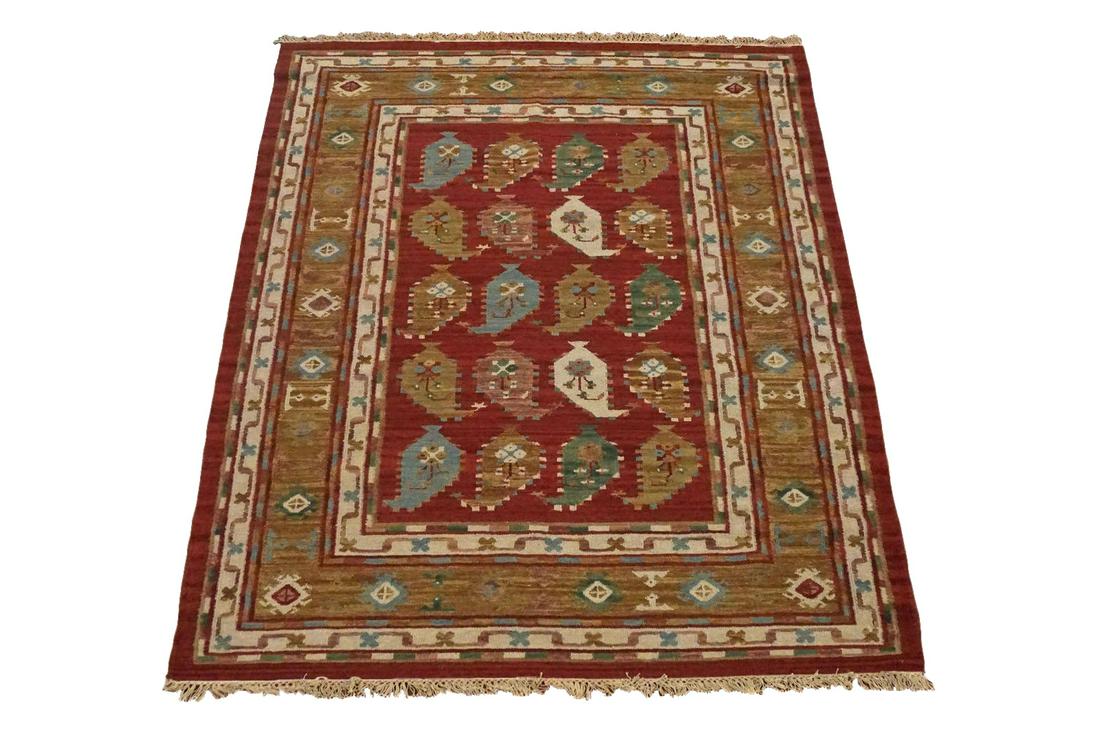 Kilim 6X8 Hand-Knotted Oriental Wool Rug Carpet (1 of 6)
