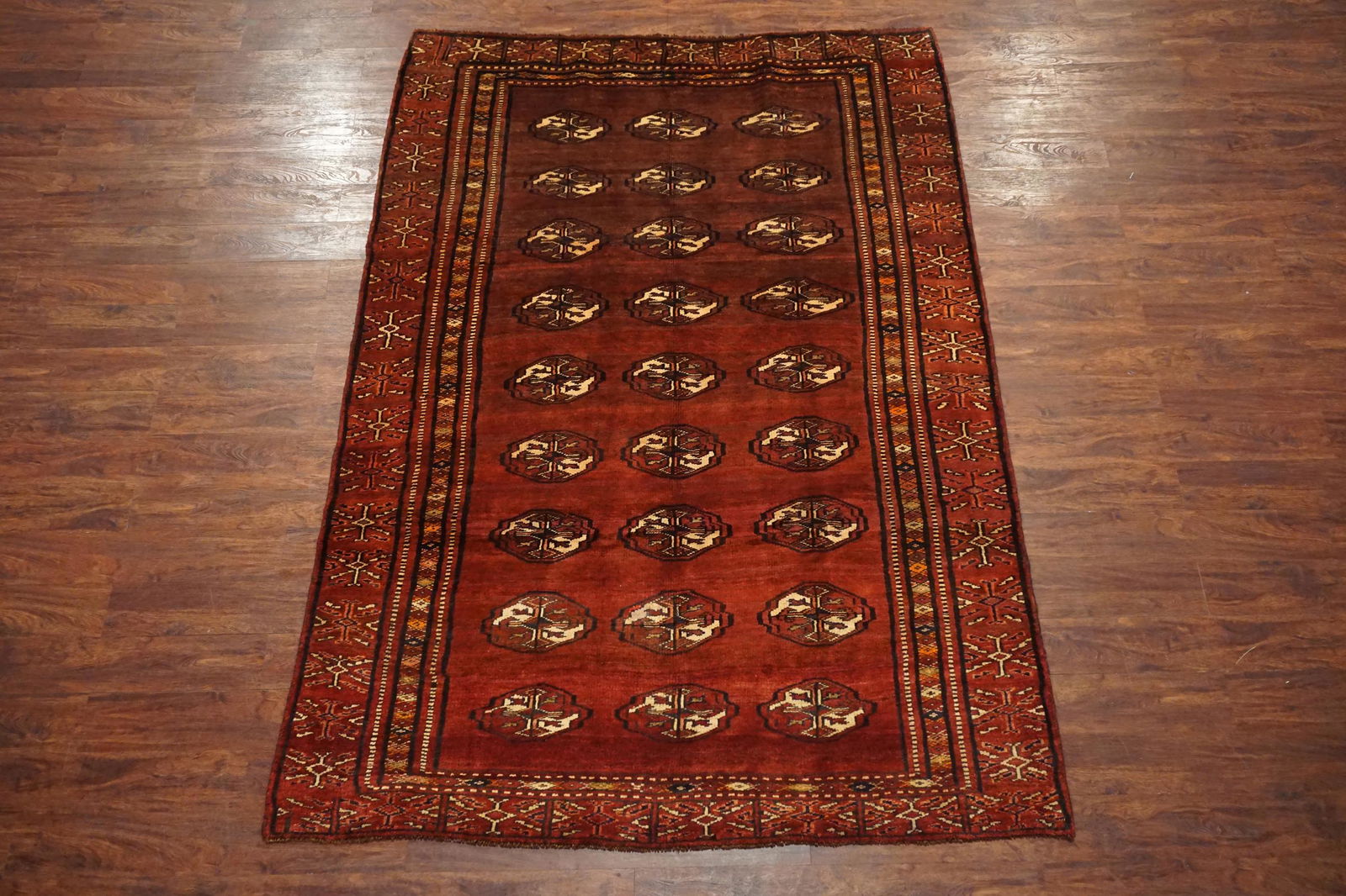 5X9 Antique Persian Bukhara Turkoman Abrash Wool (1 of 6)