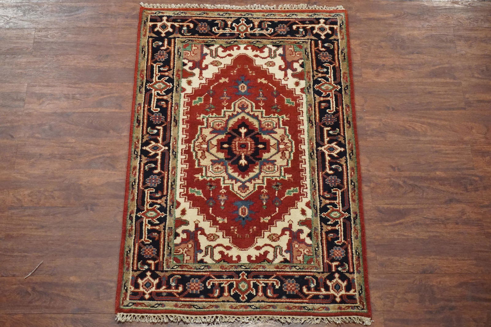 3X5 Veg' Dye Antiqued Serapi Hand-Knotted Wool Area Rug (1 of 2)