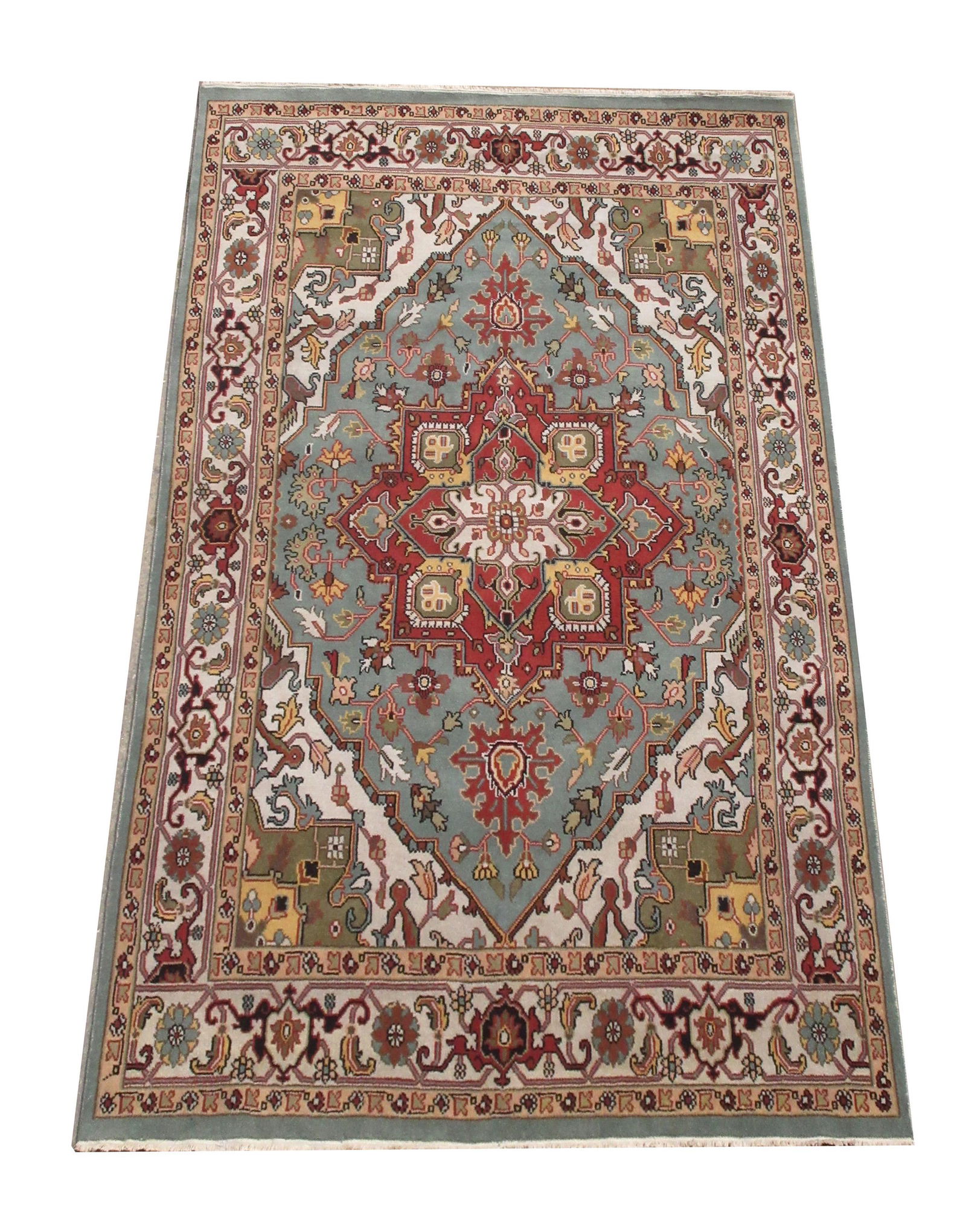 9X12 Blue Serapi Area Rug Hand-Knotted Wool Carpet (1 of 6)