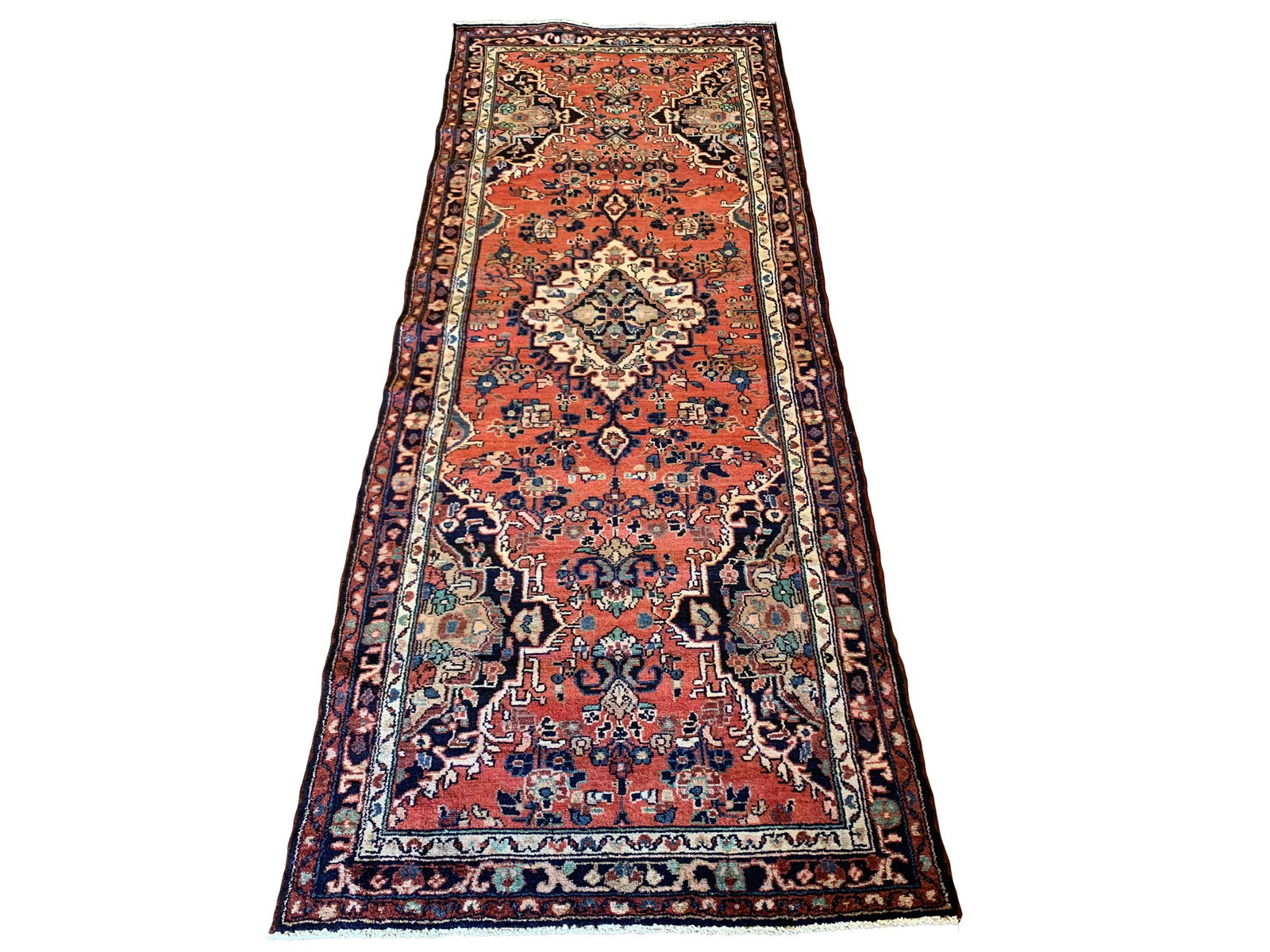 4X10 Vintage Persian Lilihan Gallery Runner, circa 1970 (1 of 7)