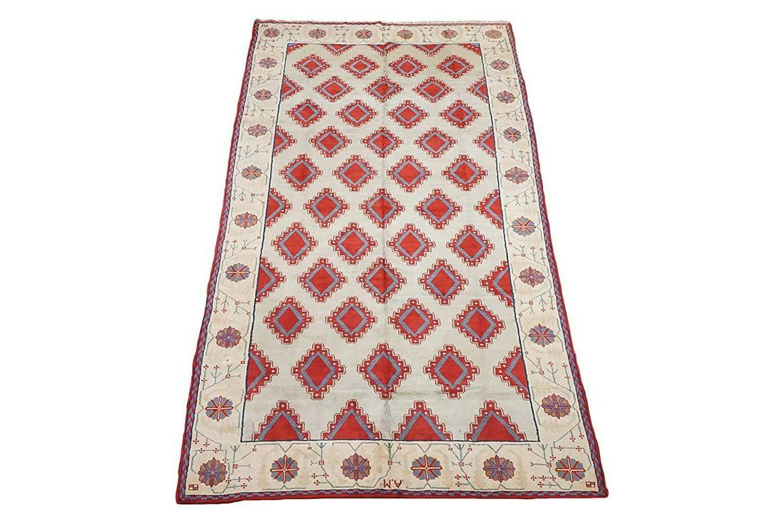 Antique 7X13 Signed Cotton Agra Hand-Knotted Rug (1 of 6)