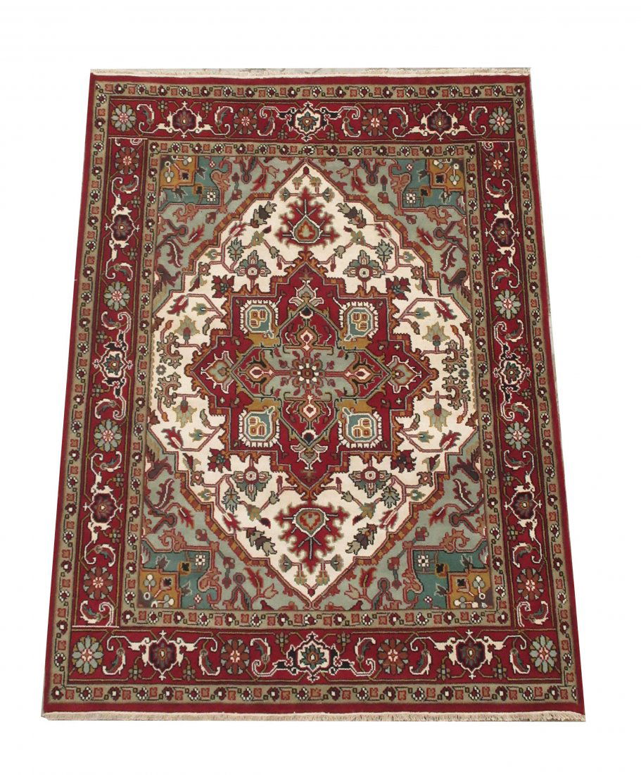 8X10 Ivory Serapi Area Rug Hand-Knotted Wool Carpet (1 of 6)