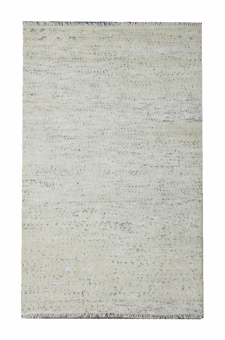 5X8 Ivory Moroccan Fine Modern Hand-Knotted Wool Rug (1 of 6)