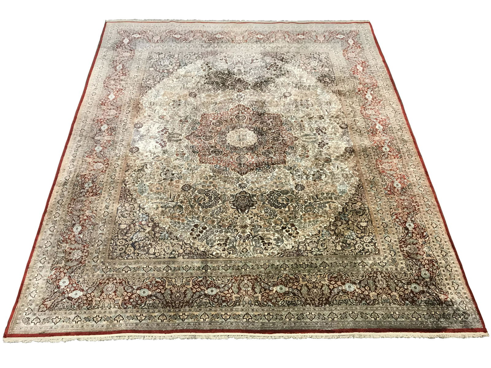 8X10 Silk Field Tabriz Rug, circa 1980 (1 of 6)