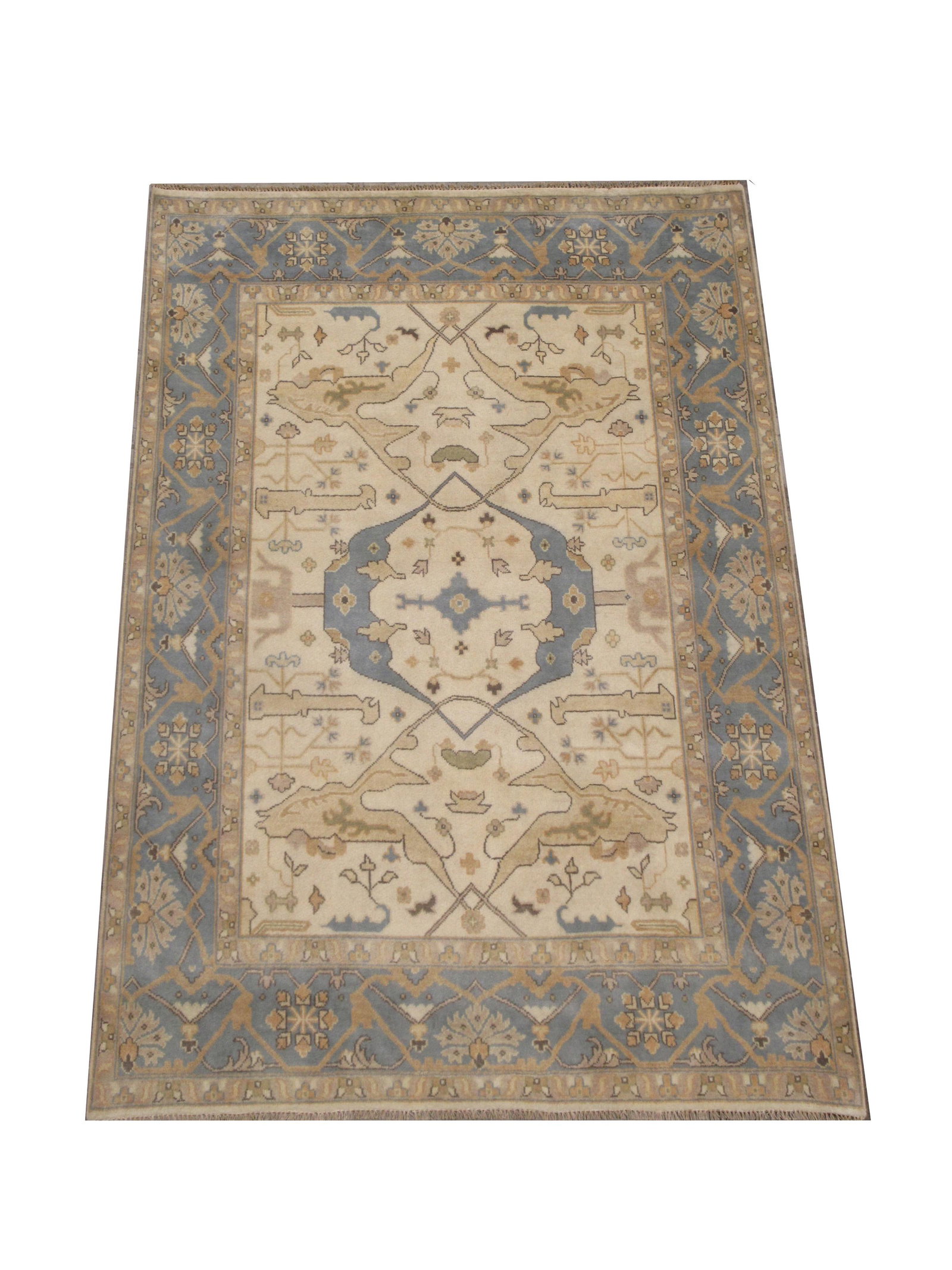 8X10 Ivory Oushak Hand-Knotted Area Rug (1 of 6)