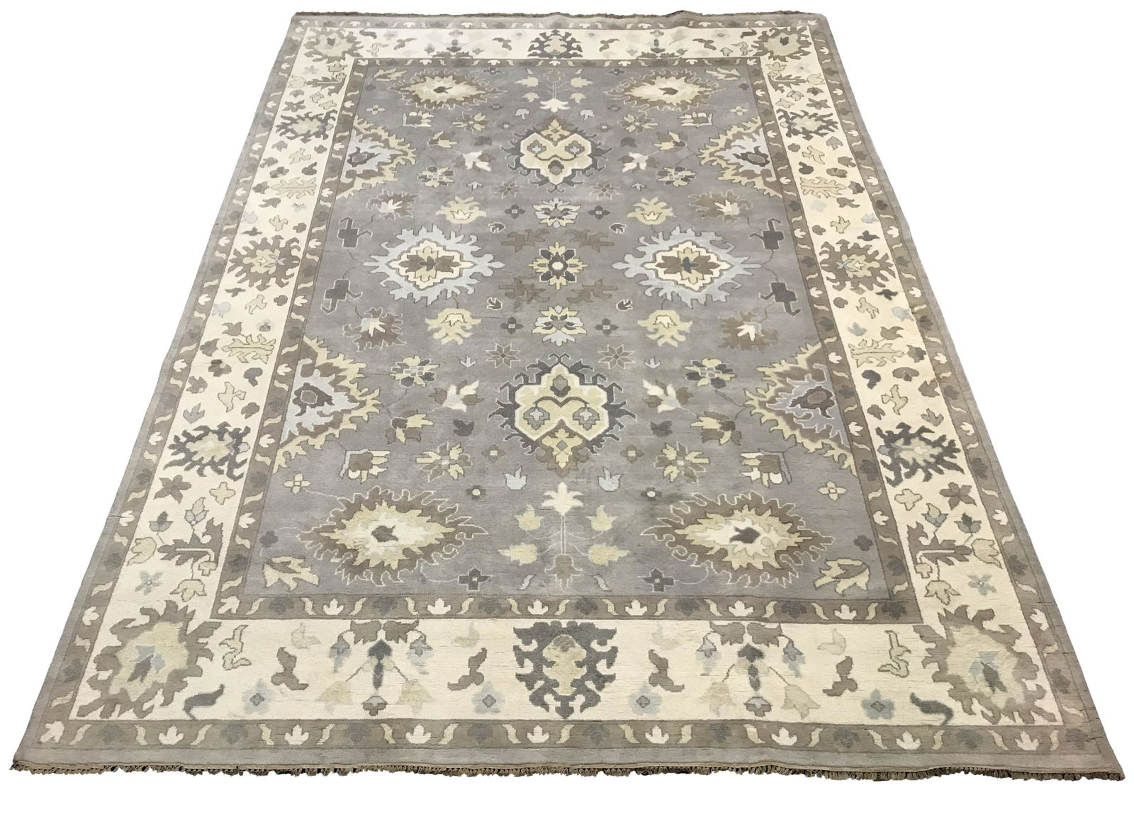 10X14 Gray Oushak Rug Hand-Knotted Wool Carpet (1 of 5)