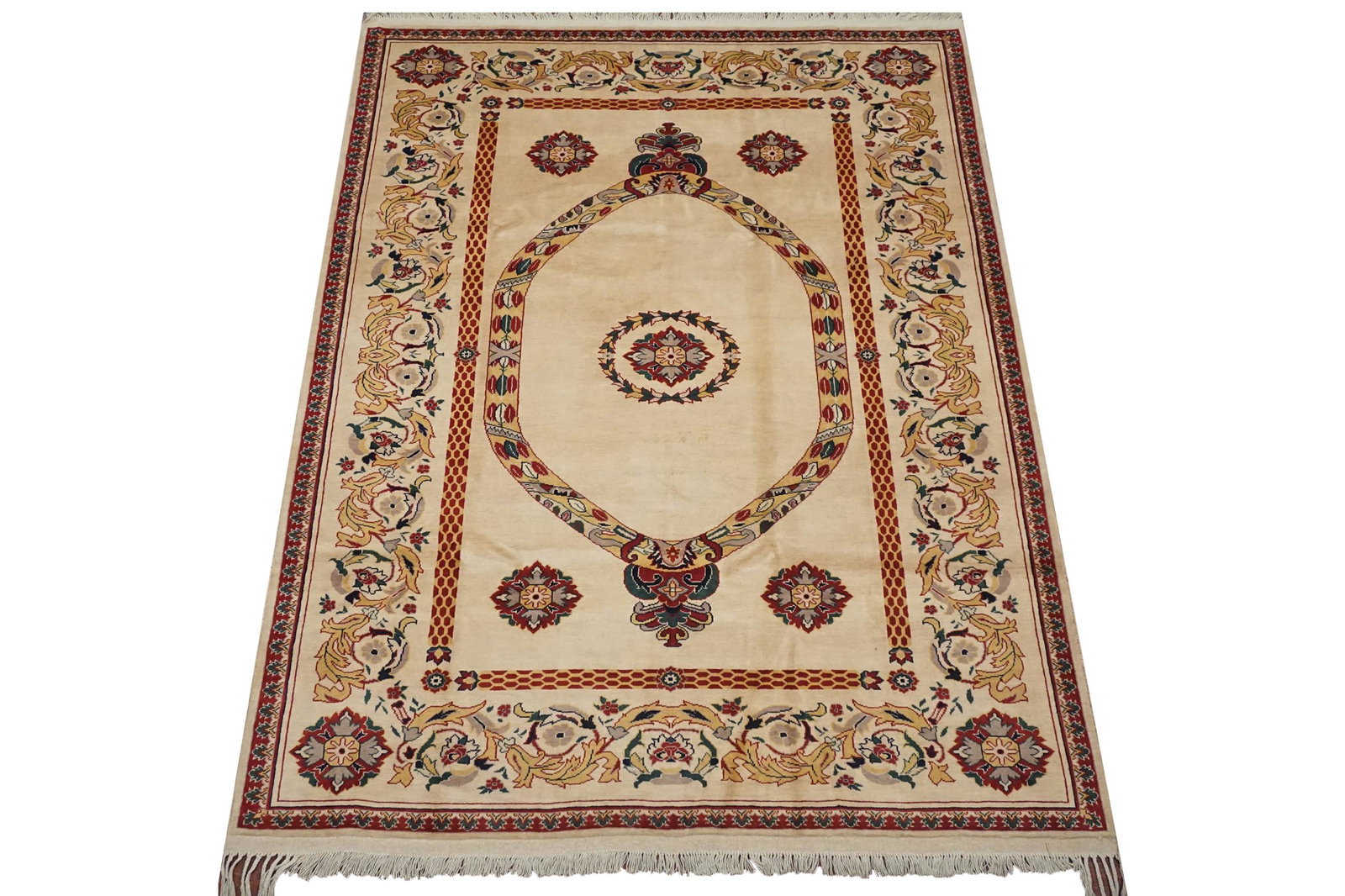 7X10 Beige Persian Tabriz Area Rug, circa 1970 (1 of 6)