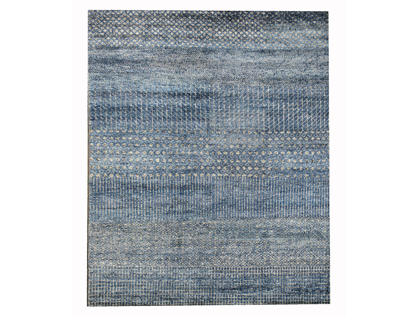 9X12 Blue Modern Hand-Knotted Silk Area Rug (1 of 6)