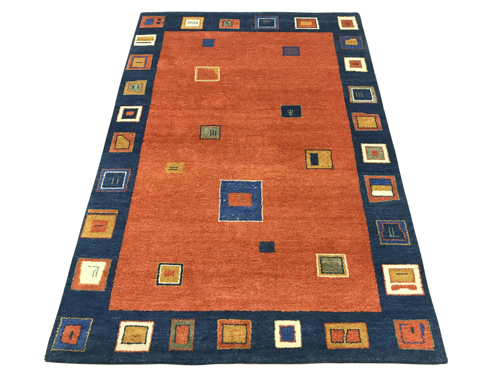 5X8 Fine Twisted Wool Gabbeh Rug Hand-Knotted Geometric (1 of 4)