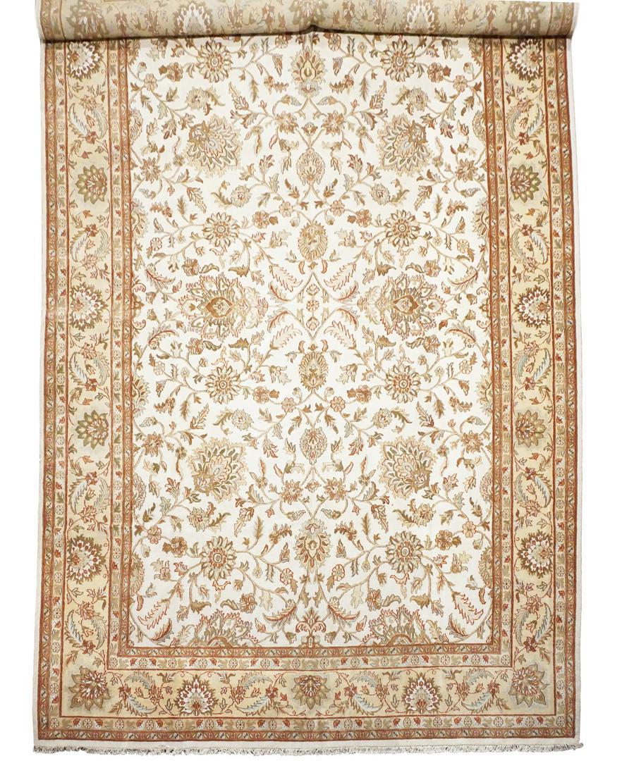 Vintage 12X18 Persian Tabriz Beige Hand-Knotted Rug (1 of 7)