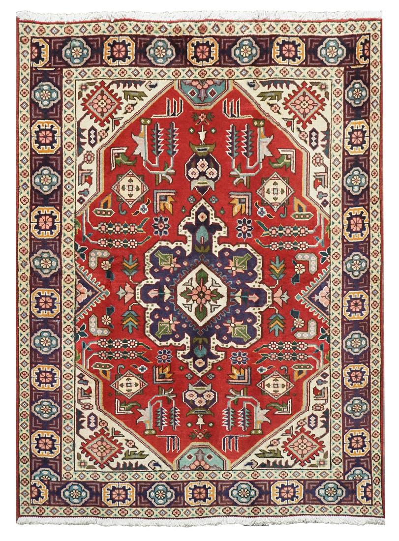 4X6 Red Persian Tabriz Area Rug, circa 1940 (1 of 6)