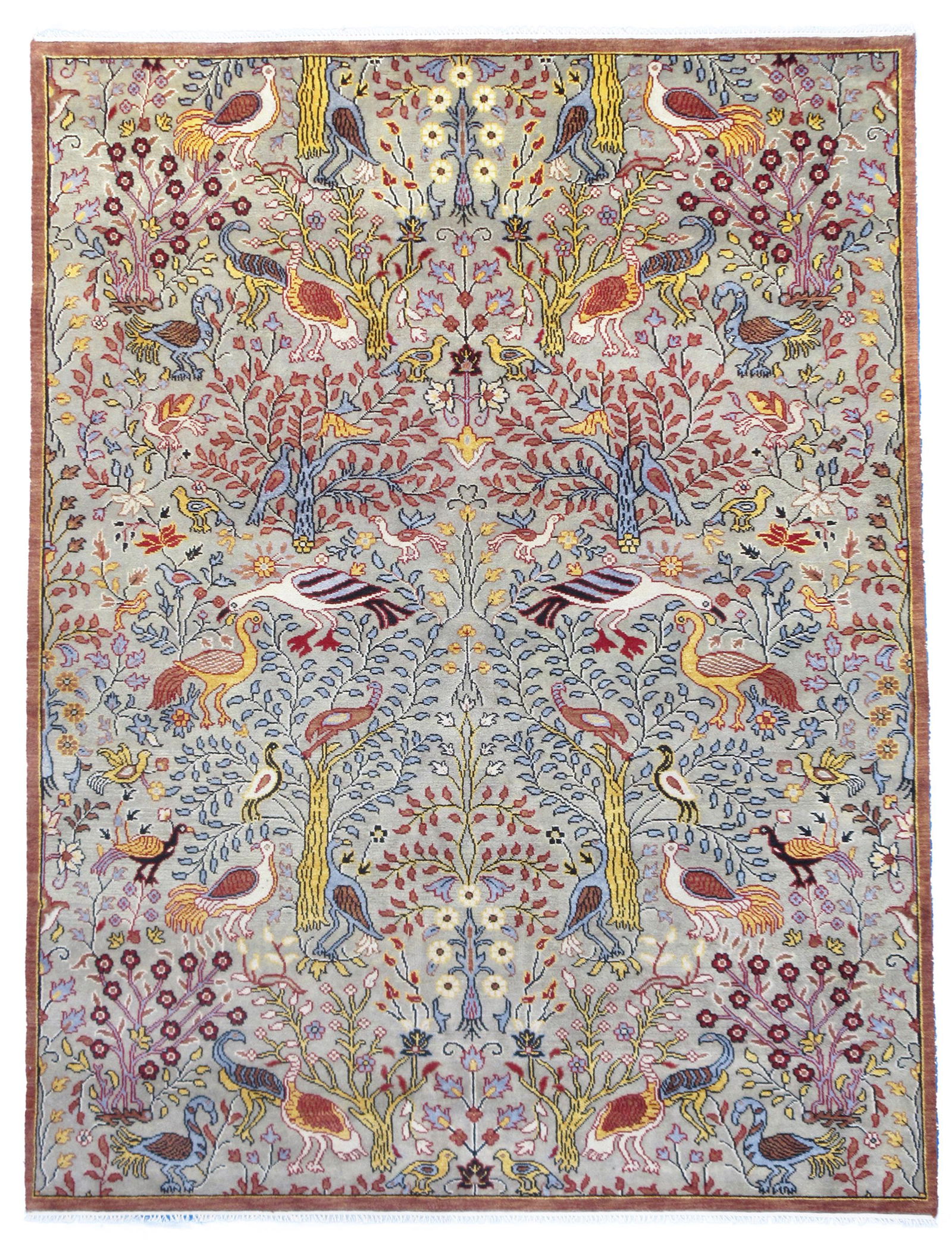 9X12 Birds Hand-Knotted Wool Carpet (1 of 8)