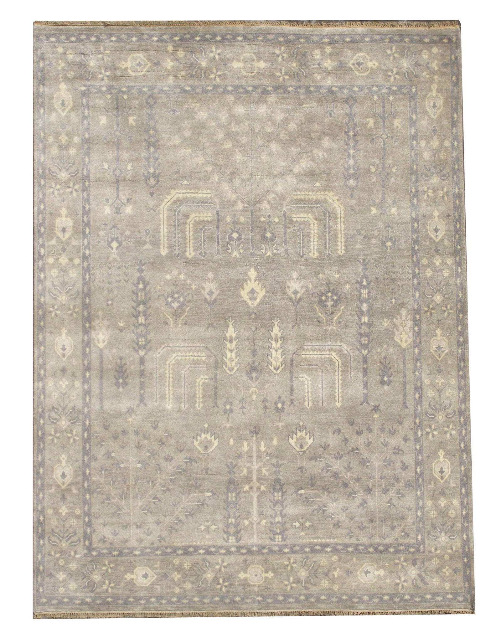 8X10 Gray Hand-Knotted Oushak Rug Wool Oriental Carpet (1 of 7)