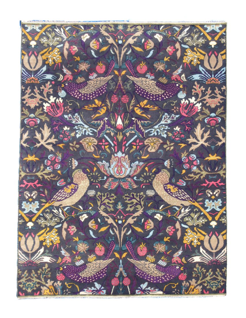 10X14 Birds William Morris Design Hand-Knotted Wool Rug (1 of 8)