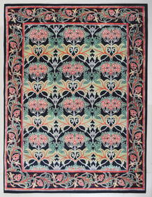 8X10 Black William Morris Inspired Machine Washable Rug (1 of 2)