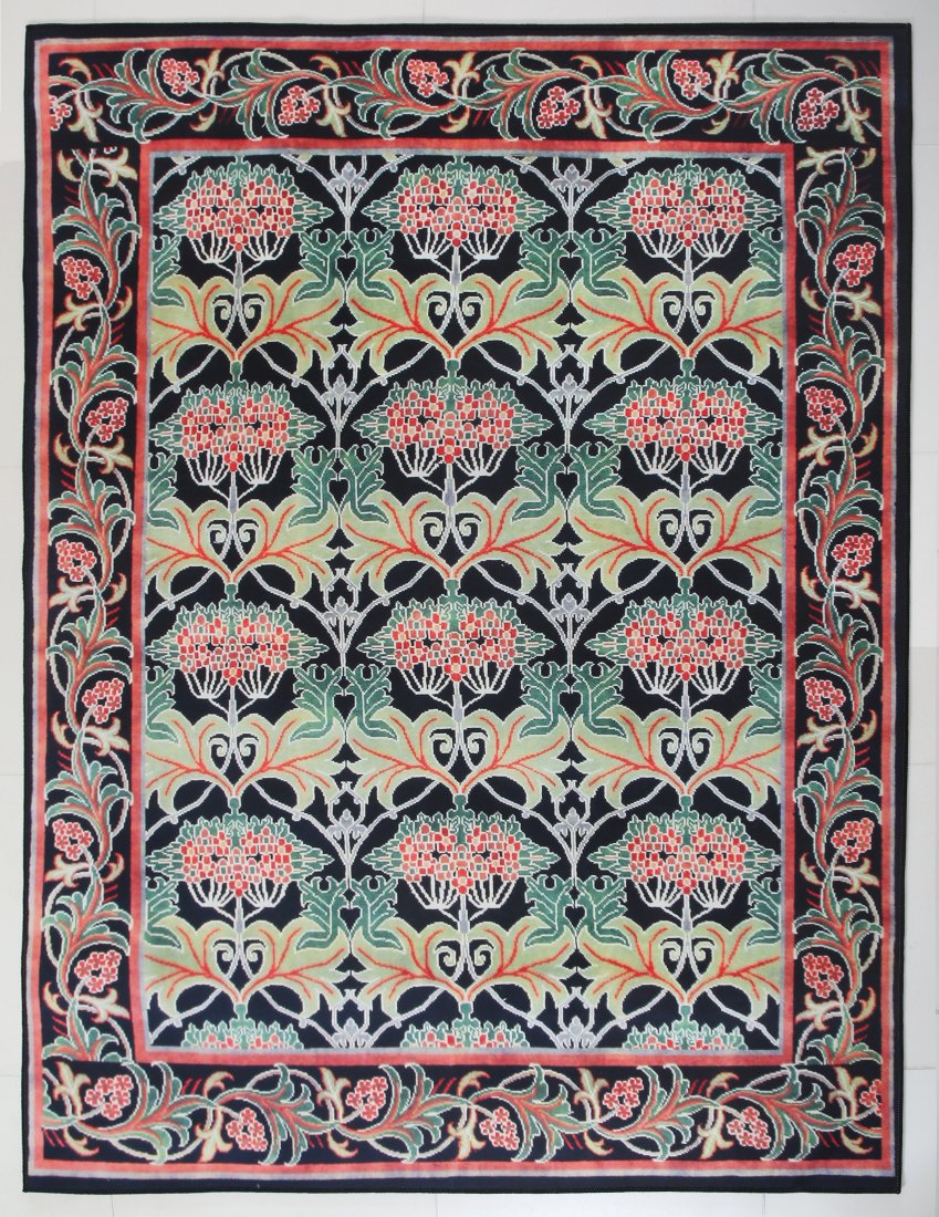 6X9 Black William Morris Inspired Machine Washable Rug (1 of 2)