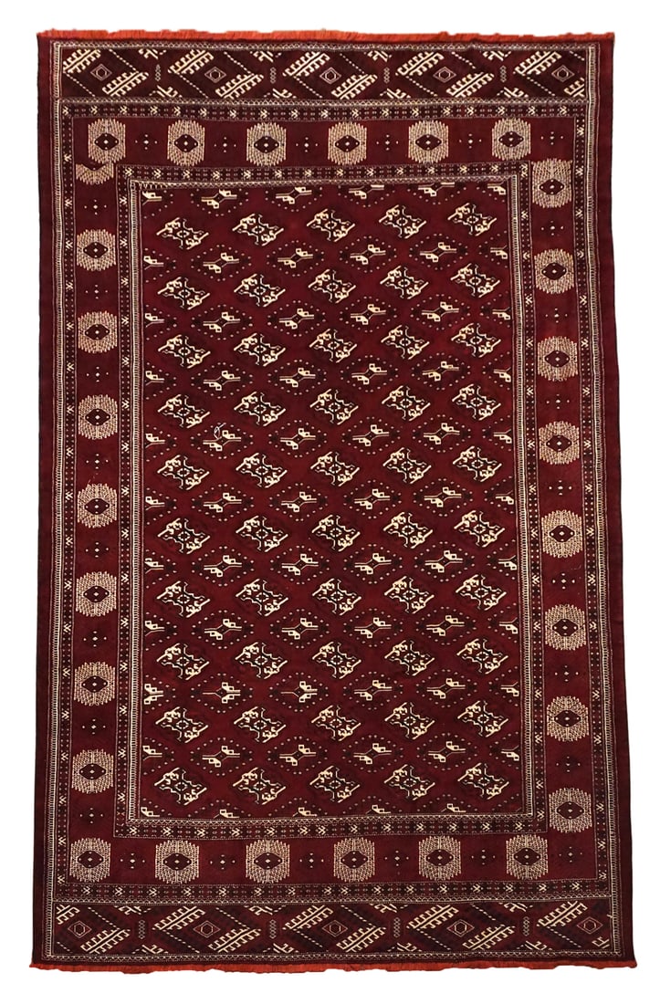 8X13 Vintage Turkoman Tekke Rug, circa 1960 (1 of 7)