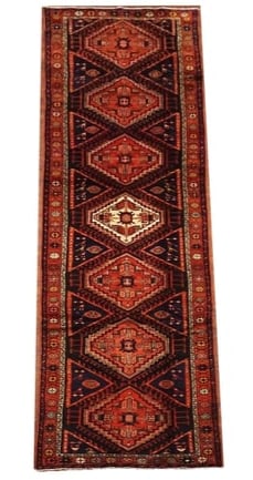 3X13 Vintage Black Karajeh Sarab Runner with Bird Motif, circa 1940 (1 of 6)