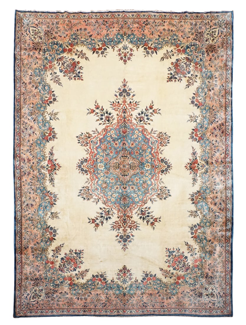 10X14 Persian Kerman Rug, Over 250 KPSI, Circa 1960 (1 of 7)