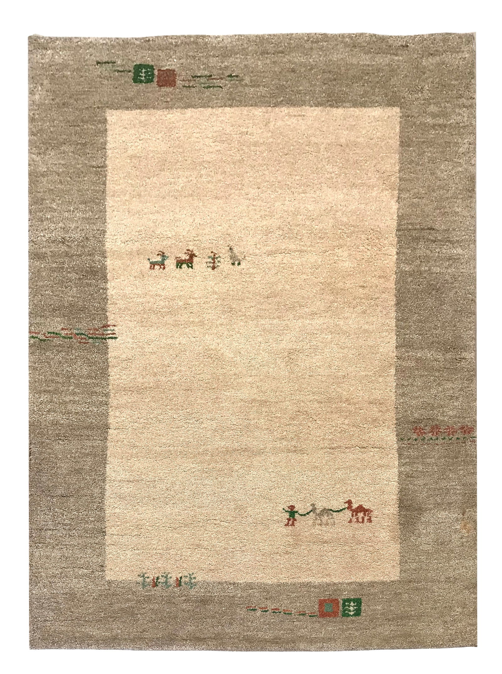 4X7 Fine Twisted Wool Gabbeh Camel, Goat, Boy Design (1 of 6)