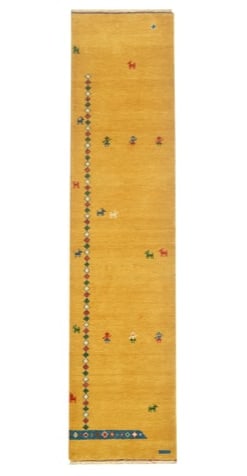 3X11 Fine Gabbeh Hand-Knotted Runner Goat & Girl Design (1 of 4)