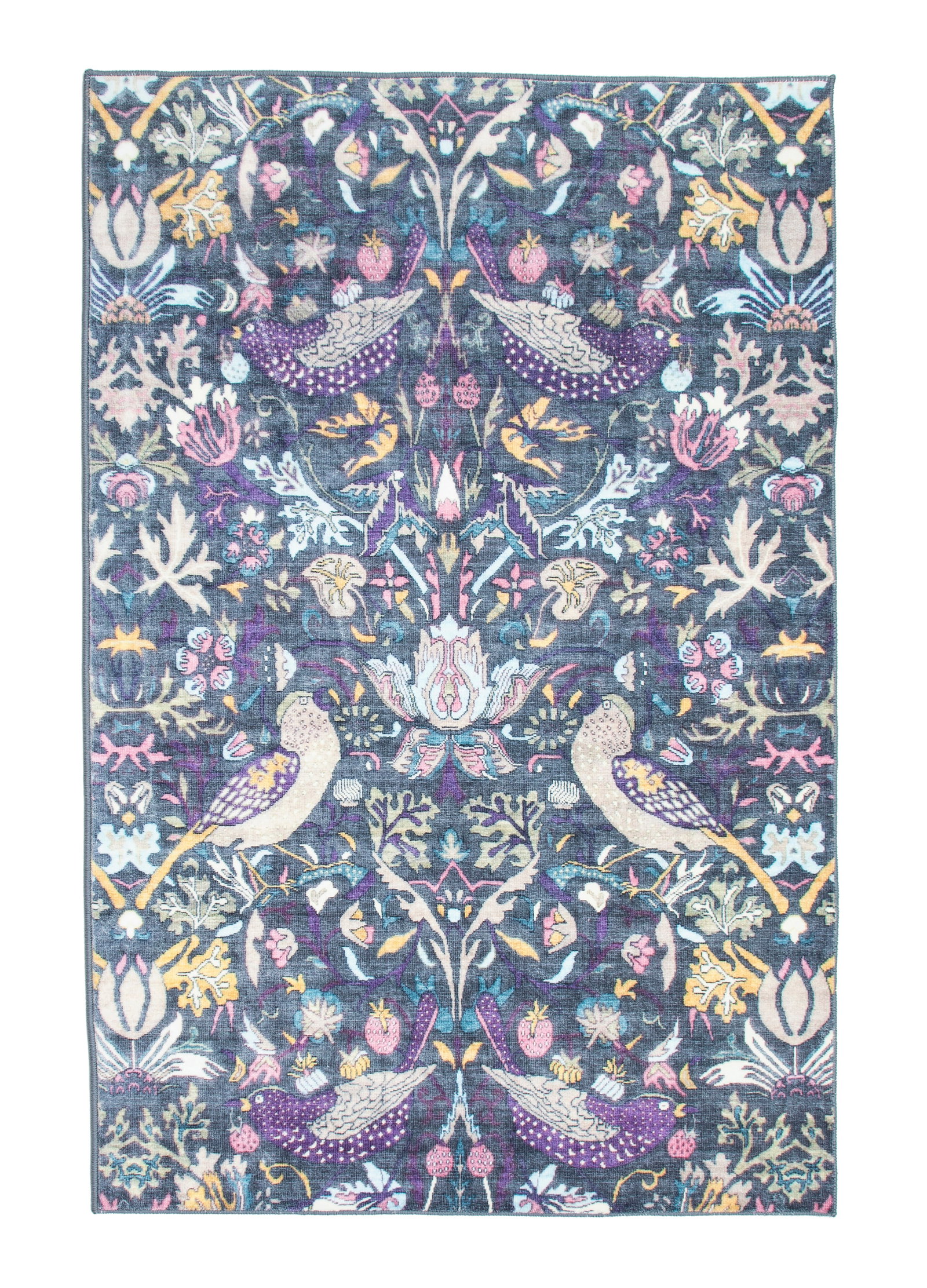 6X9 Gray Birds Premium 1/4" Pile Ultra Soft Rug with Non-Slip & Padded Backing: Premium ultra soft 1/4" pile with non-slip padded backing. 6X9 New Origin: China Field Color: Gray Border Color: Gray Accent Colors: Pink, Purple, Blue, Ivory, Yellow, Tan Tufted art silk pile on a no